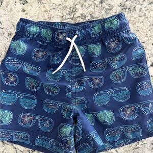 Janie & Jack Blue Swim Shorts with Tropical Print
